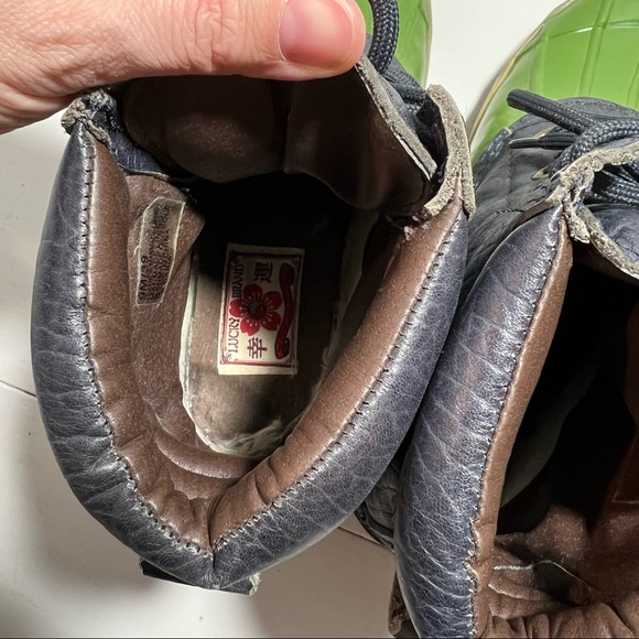 Lucky Brand Navy Green Peace Sign Duck Boots leather size 9 - Picture 6 of 9